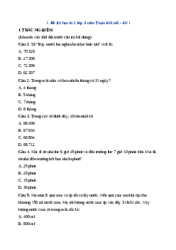 Đề thi học kì 2 lớp 3 môn Toán - đề 1 | Kết nối tri thức năm 2024