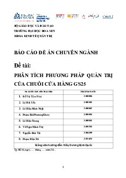 Báo cáo: Phân tích phương pháp quản trị của chuỗi cửa hàng GS25 | Đại học Hoa Sen