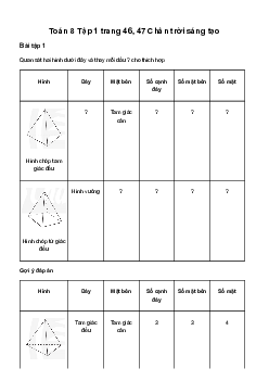 Toán 8 Bài 1: Hình chóp tam giác đều - Hình chóp tứ giác đều - Chân trời sáng tạo