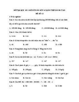 Đề thi cuối học kì 1 lớp 4 môn Toán Chân trời sáng tạo - Đề số 13
