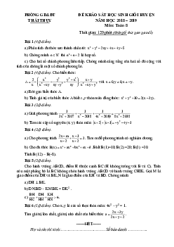 Đề khảo sát HSG huyện Toán 8 năm 2018 – 2019 phòng GD&ĐT Thái Thụy – Thái Bình