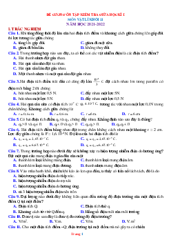Đề cương ôn tập Vật lí 11 giữa học kỳ 1