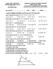Đề cuối kì 1 Toán 8 năm 2024 – 2025 trường THCS Chu Văn An – Đà Nẵng