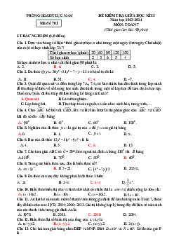 Đề thi giữa học kỳ 2 Toán 7 năm 2023 – 2024 phòng GD&ĐT Lục Nam – Bắc Giang