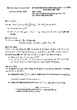 Đề thi chọn học sinh giỏi Quốc gia môn Toán năm học 2020 – 2021