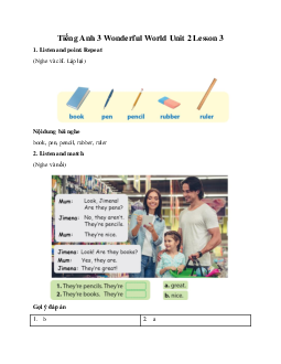 Giải BT Tiếng Anh 3 Wonderful World Unit 2 Lesson 3