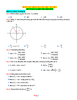 Đề thi giữa học kỳ 1 Toán 11 Kết nối tri thức - Đề 1 (có đáp án)