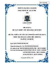 Yếu tố ảnh hưởng đến hành vi thuê nhà trọ của sinh viên | Môn Phương pháp nghiên cứu khoa học - Đại học Gia Định