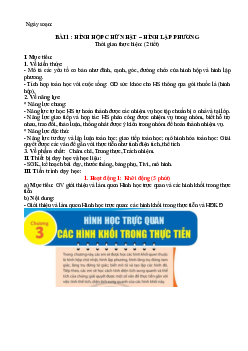 Giáo án Toán 7 Chương 3 Bài 1: Hình hộp chữ nhật - Hình lập phương sách Chân trời sáng tạo