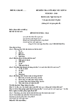Giải đề thi giữa học kì 2 môn Ngữ văn lớp 10 năm 2023 - 2024 (Sách mới) | Chân Trời Sáng Tạo đề 2