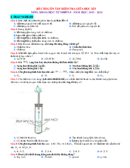 Đề cương ôn tập giữa học kỳ 1 KHTN 8 Kết nối tri thức