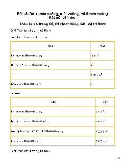 Toán lớp 4   Bài 18: Đề-xi-mét vuông, mét vuông, mi-li-mét vuông Kết nối tri thức
