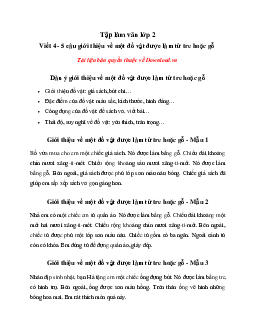 Tập làm văn lớp 2: Viết 4 - 5 câu giới thiệu về một đồ vật được làm từ tre hoặc gỗ | Kết Nối Tri Thức