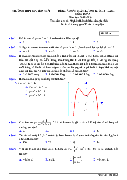 Đề khảo sát chất lượng Toán 12 năm 2018 – 2019 trường Nguyễn Trãi – Thanh Hóa lần 1
