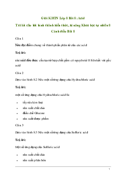 Giải KHTN 8 Bài 8: Acid | Cánh diều