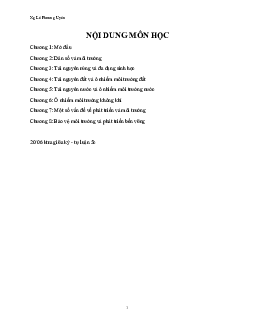 NỘI DUNG MÔN HỌC | Môi trường và phát triển | Đại học Khoa học Xã hội và Nhân văn, Đại học Quốc gia Thành phố HCM