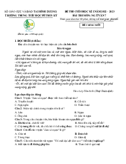Đề thi HK1 Ngữ Văn 7 THCS Pétrus Ký 2022-2023 (có đáp án)