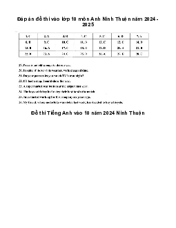 Đề thi tuyển sinh vào 10 môn Tiếng Anh Sở GD&ĐT Ninh Thuận năm 2024 - 2025