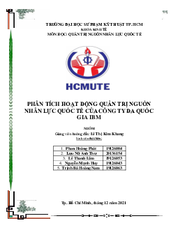 Phân tích hoạt động quản trị nguồn lực quốc tế của công ty đa quốc gia | Tiểu luận môn Quản trị chất lượng dịch vụ