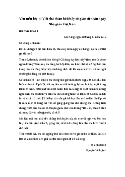 Viết thư cho thầy cô giáo cũ để hỏi thăm và kể về việc học tập của em | Tập làm văn 4