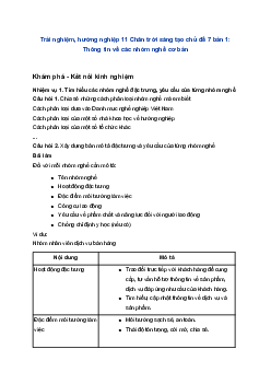 Trải nghiệm, hướng nghiệp 11 Chân trời sáng tạo chủ đề 7 bản 1: Thông tin về các nhóm nghề cơ bản