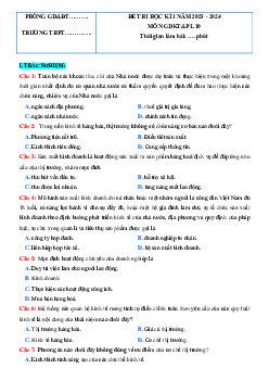 Đề thi học kì 1 môn Giáo dục Kinh tế và Pháp luật 10 sách Kết nối tri thức với cuộc sống đề 4