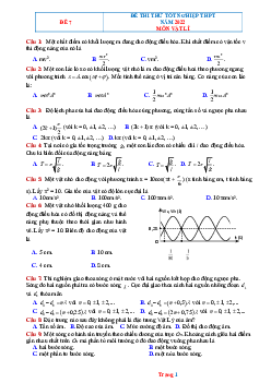 Đề thi thử TN THPT 2022 môn Lí - Đề 7 (có lời giải)