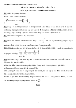 Đề thi HK1 Toán 11 năm học 2016 – 2017 trường Nguyễn Thị Minh Khai – TP.HCM