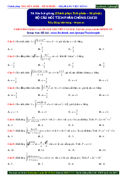 Bộ câu hỏi tích phân chống Casio có lời giải chi tiết – Đặng Việt Hùng Toán 12