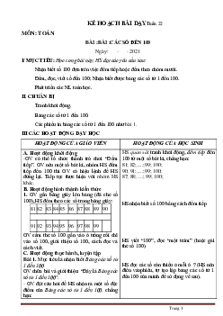 Giáo án Toán lớp 1 sách Cánh Diều tuần 22