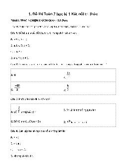 Đề thi học kì 1 môn Toán lớp 7 | Đề 3 | Kết nối tri thức