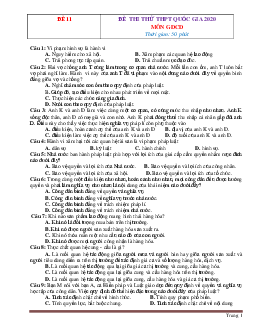 TOP 10 Đề thi thử tốt nghiệp THPT GDCD 2020 (có đáp án và lời giải) - Tập 2