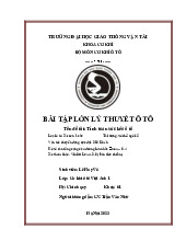 BTL-Tính Toán Sức Kéo Ô Tô - Vinfast Lux A 2.0. Môn Lý thuyết ô tô | Trường Đại học Giao thông Vận tải.