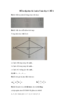 Đề ôn tập học kì 2 môn Toán lớp 4 - Đề 6