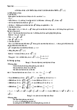 Giáo án dạy thêm toán cả năm toán lớp 9