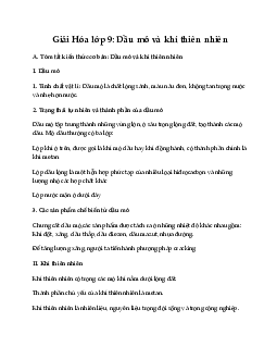 Giải Hóa 9 Bài 40: Dầu mỏ và khí thiên nhiên