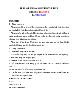 Chủ đề 13: Thăm quê  | Bài 6 | Giáo án Tiếng Việt 1 bộ sách Chân trời sáng tạo