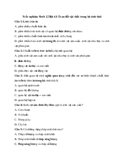 Trắc nghiệm Sinh 12 Bài 43: Trao đổi vật chất trong hệ sinh thái