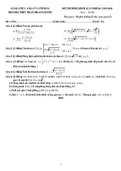 Đề thi học kì 2 Toán 11 năm 2019 – 2020 trường THPT Trần Khai Nguyên – TP HCM