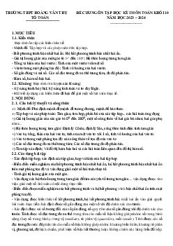 Đề cương học kỳ 1 Toán 10 năm 2023 – 2024 trường THPT Hoàng Văn Thụ – Hà Nội