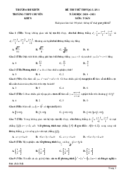 Đề thi thử TN THPT 2021 môn Toán trường Chuyên KHTN lần 1 (có đáp án và lời giải chi tiết)