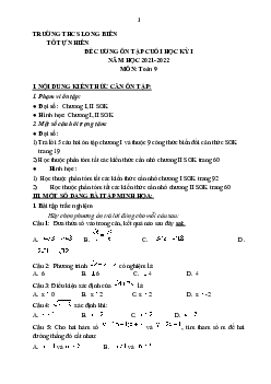Ôn tập cuối học kỳ 1 Toán 9 năm 2021 – 2022 trường THCS Long Biên – Hà Nội