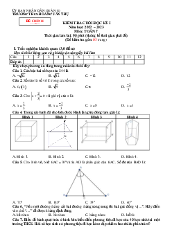 Đề cuối học kỳ 1 Toán 7 năm 2022 – 2023 trường THCS Hoàng Văn Thụ – TP HCM