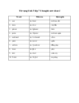 Từ vựng Unit 3 lớp 7 Explore English I bought new shoes!