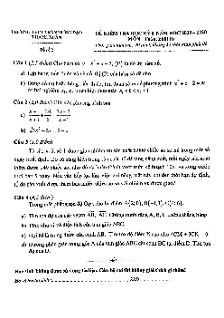 Đề thi học kỳ 1 Toán 10 năm 2019 – 2020 trường Trần Hưng Đạo – Hà Nội