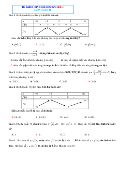 Đề 3 ôn tập HK1 toán 12 năm 2022-2023 (Có đáp án)
