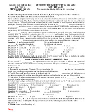 Đề Thi Thử Tốt Nghiệp 2026 Tiếng Anh Chuyên Trần Phú Lần 3 Có Lời Giải