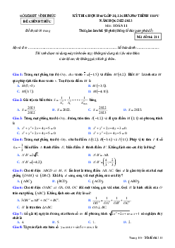 Đề học sinh giỏi Toán 11 THPT năm 2022 – 2023 sở GD&ĐT Vĩnh Phúc