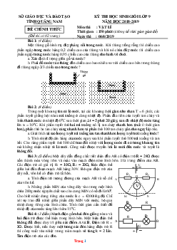 Đề thi HSG cấp tỉnh THCS năm học 2018-2019 Sở GD Quảng Nam môn vật lý 9 (có lời giải)