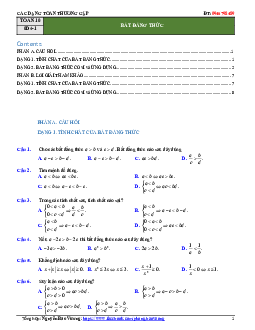 Các dạng toán trắc nghiệm bất đẳng thức và bất phương trình